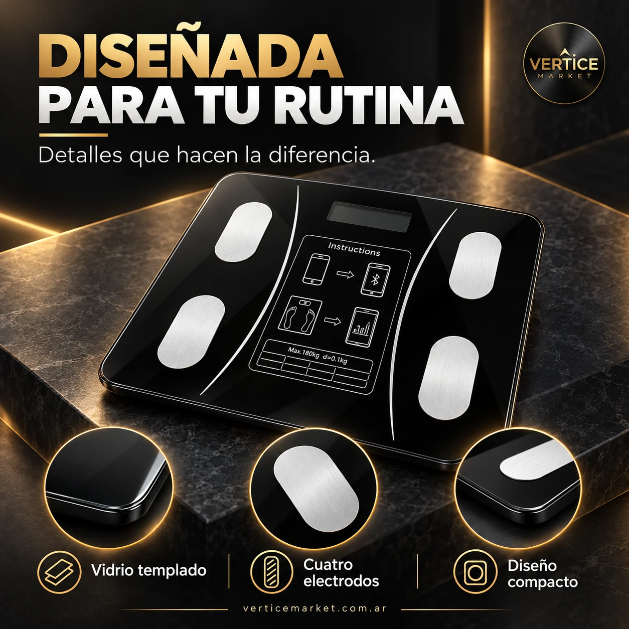 Materiales de la balanza: vidrio negro y electrodos